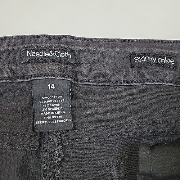 Needle And Cloth Jeans Black Skinny Ankle Women Size 14 Medium Rise Straight Leg - Picture 2 of 8